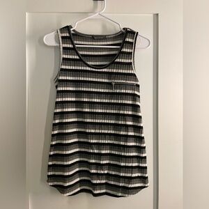 Suzy Shier Black and White Striped Tank Top